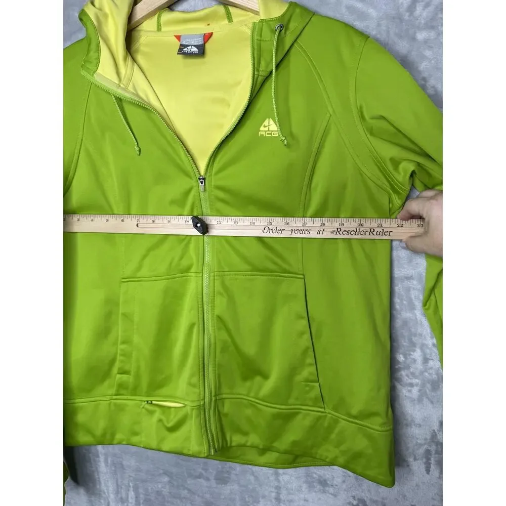 Nike ACG Jacket Womens XL Green Softshell Full Zip Hooded Windbreaker Running
